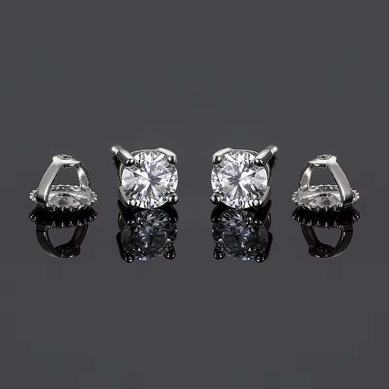 Drop Shipping USA Stock Women Men Jewelry White Gold 925 Sterling Silver 1ct 2ct VVS Moissanite Diamond Stud Earrings