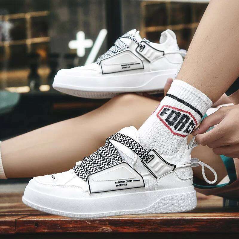 New Breathable Comfortable High Quality Summer PU Leather Flying Woven ing Platform Sneakers White Shoes39-45Lightw