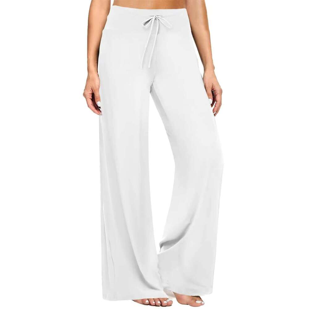 High-waisted, non-binding, wide-leg pants suitable for women's fitess, sports, and casual wear