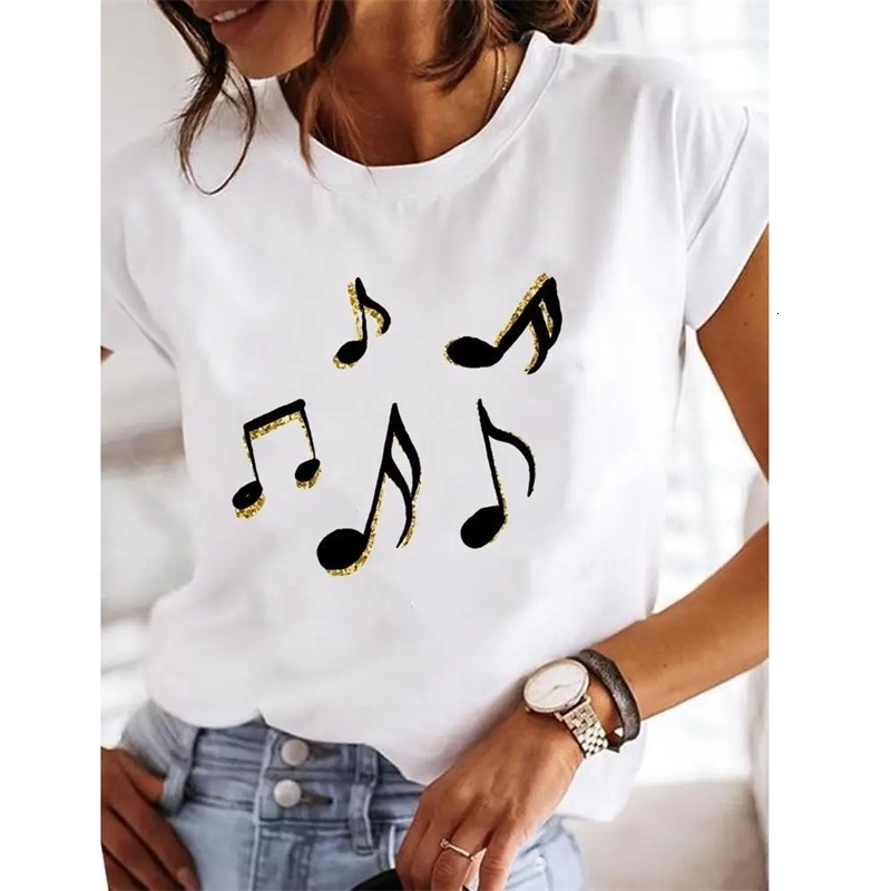 Love Heart Print Women Summer T Shirt Girl O Neck Funny Y2K Tops Tee Female 90s Casual Clothing 250517CJ