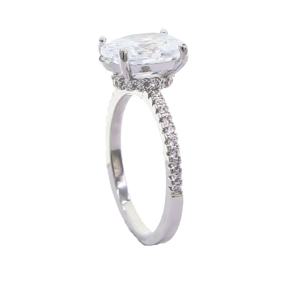 Promotion 925 Sterling Silver Plated Big Diamond Sparking Bling Solitaire Wedding Ring