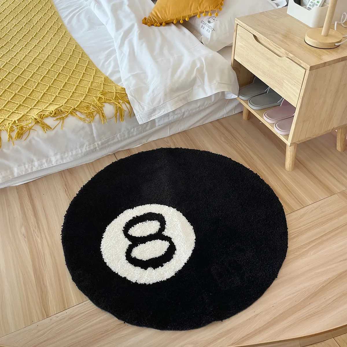 LAKEA 8 Ball Rug Black Round Rug Carpet Non-Slip Flocking Floor Area Rug Bath Mat for Living Room Bathroom Decor Room Home Decor R250528 M260207