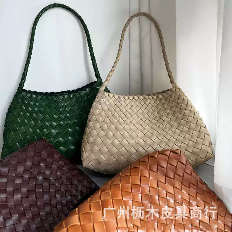 Tote Bag Braided Handbag Handmade Genuine Leather Beach Vacation Shoulder Underarm Woven Spring Summer Handheld Women S Storage Bag Shoulder Bag