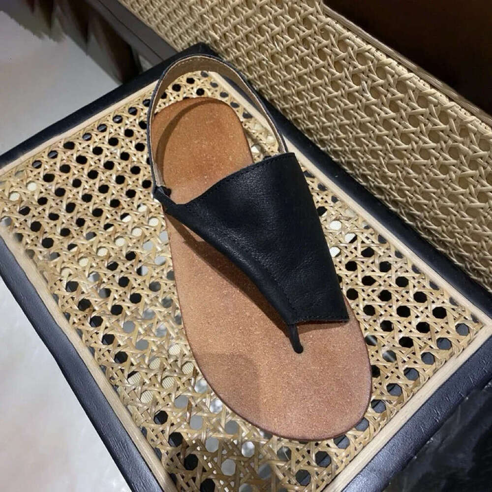 Cowhide Version ~ Niche Post Flat Roman Sandals for Women 2025 Summer New Open Toe Outdoor Slippers