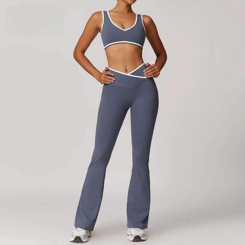DHessentials Sleeveless Top Vest Two Piece Yoga Sets Sports Bra Gym Wear Fiess Activewear for Women