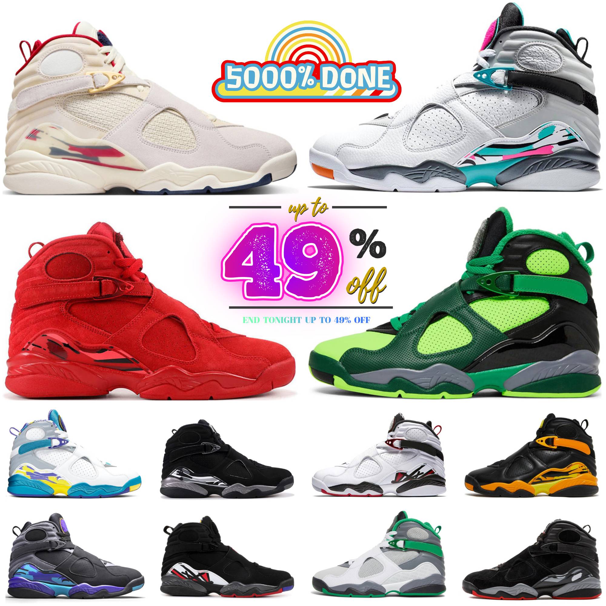 Jump 8s 8 Mens Basketball Shoes mans Playoff Aqua Chrome South Beach Black Cool Grey Take Flight Trophy Black Samurai Raid Gunsmoke Men Sneakers Sports Trainer