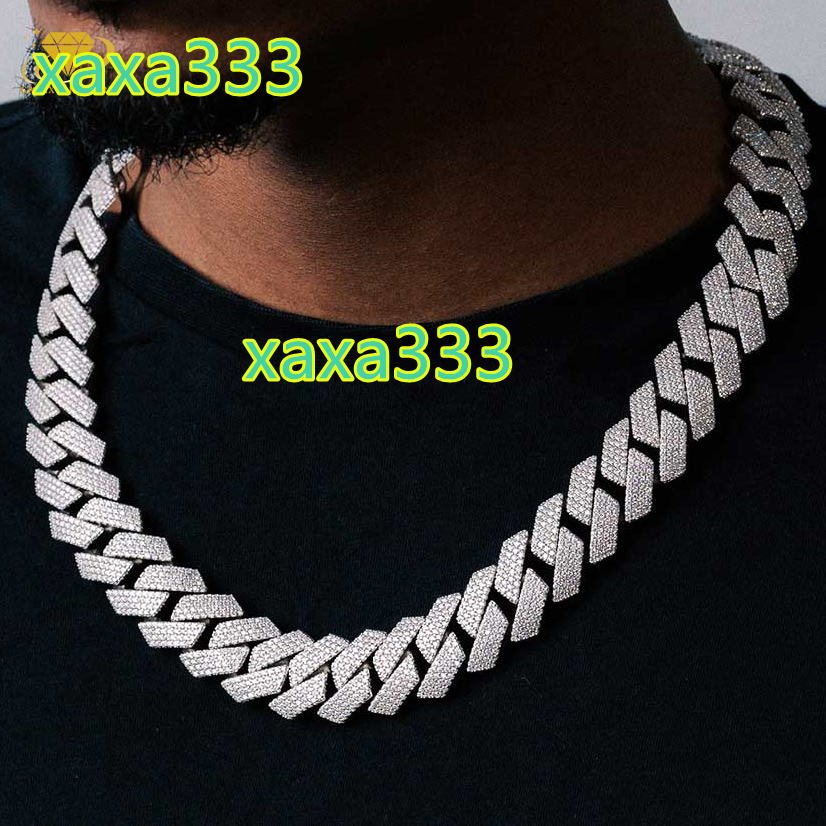 Fashion Jewelry Necklaces 8mm-20mm Wide Hiphop Necklace Bracelet Moissanite Cuban Chain Silver Vvs1 Moissanite Cuban Chains