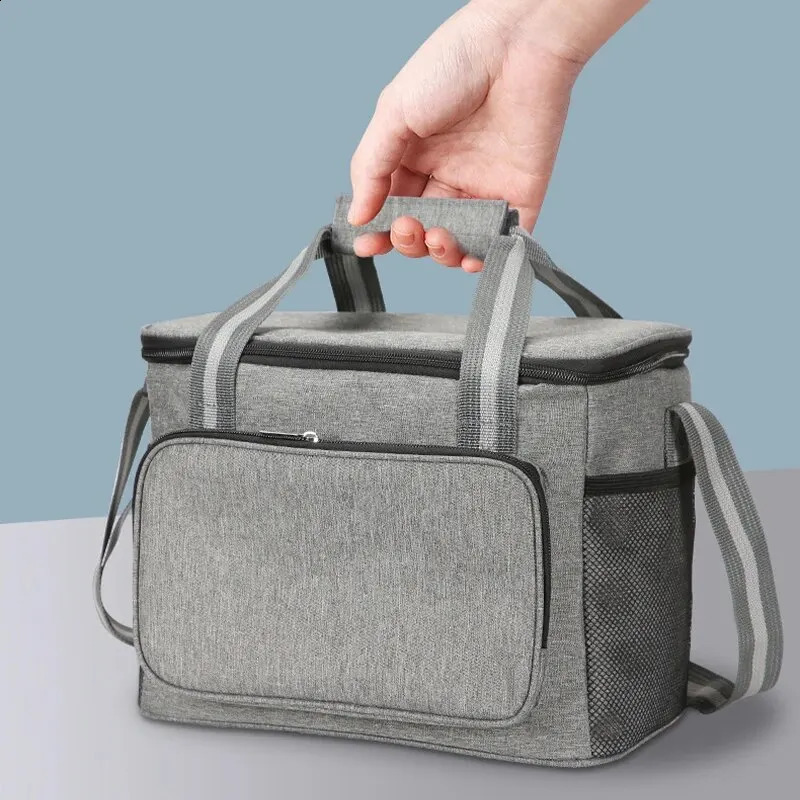 Large Insulated Lunch Bag Black Waterproof Leakproof Thickened HandheldShoulder Carry Outdoor Picnic Bag 250528