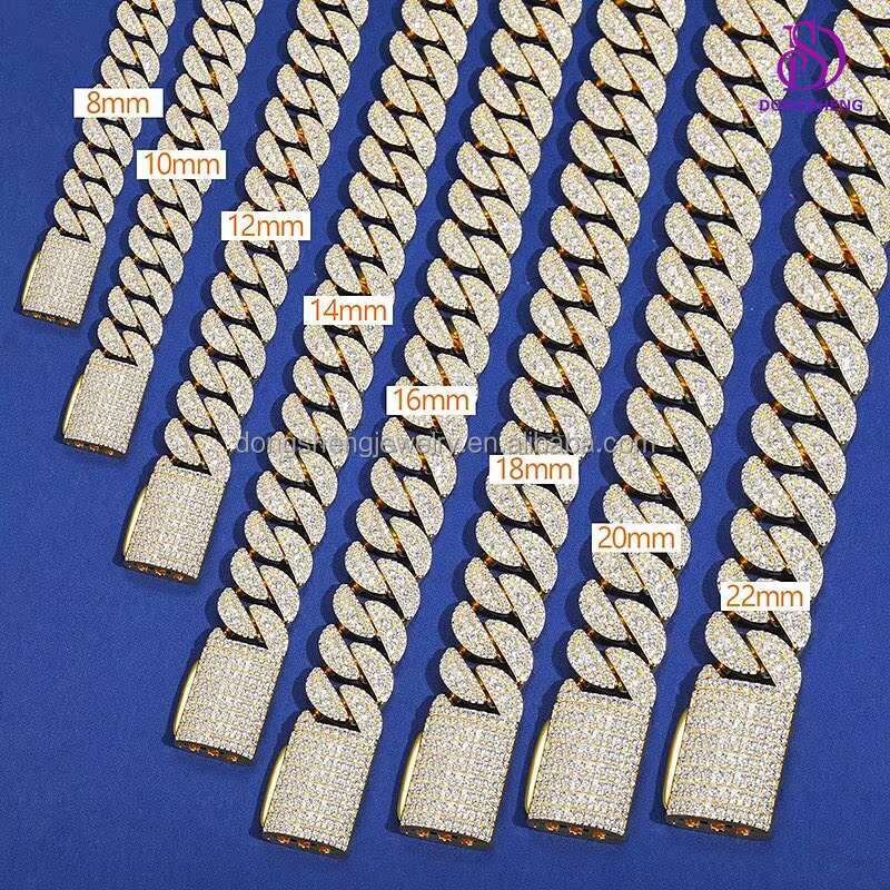 Vvs Moissanite Cuban Link Chain Necklace Custom Iced Out Round Brilliant Cut 925 Silver Bracelet for Men Women High Quality 8mm