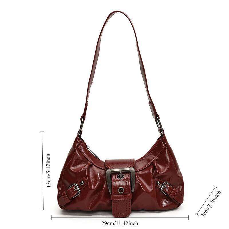 2025 Spring Hot Selling Maillard Retro Small Spicy Girl Y2k Wasteland Style Vintage Leather Shoulder Armpit Bag