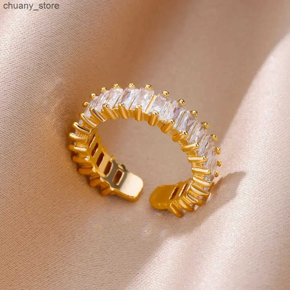 Stainless Steel Rings for Women Aesthetic Heart Gold Color Wedding Ring Vintage Waterproof Wedding Jewelry Prom Accessories Gift z250529VKP1