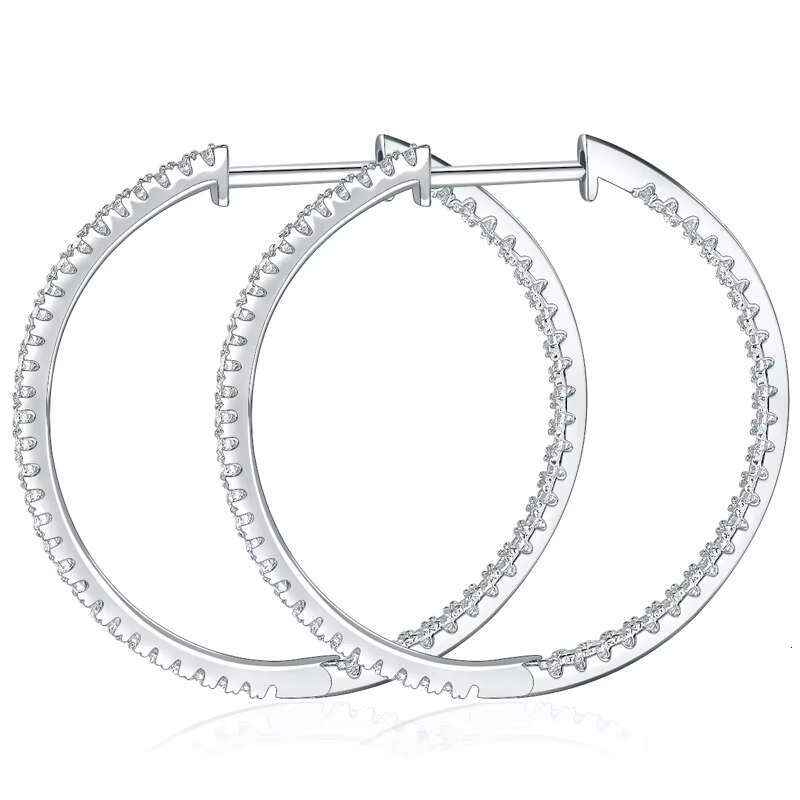 2023 Statement Fine Fashion Jewelry 925 Sterling Silver Women Female White Big Moissanite Hoops Earrings Diamond