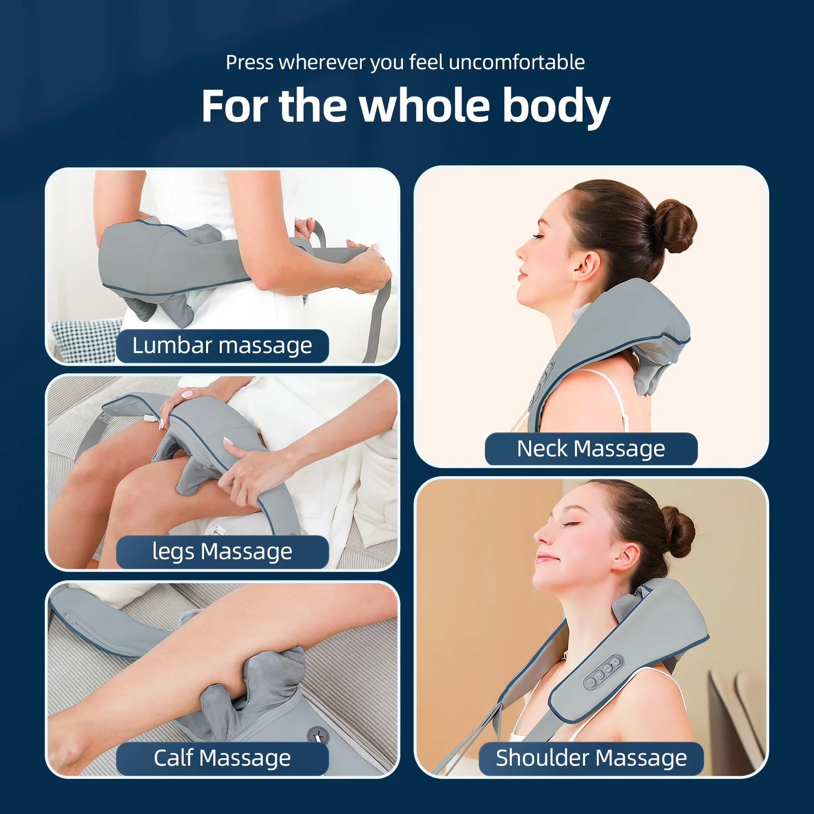 Wireless Neck And Back Massager Neck And Shoulder Knead ing Massage Shawl Neck Cervical Relaxing Trapezius Massager 250519