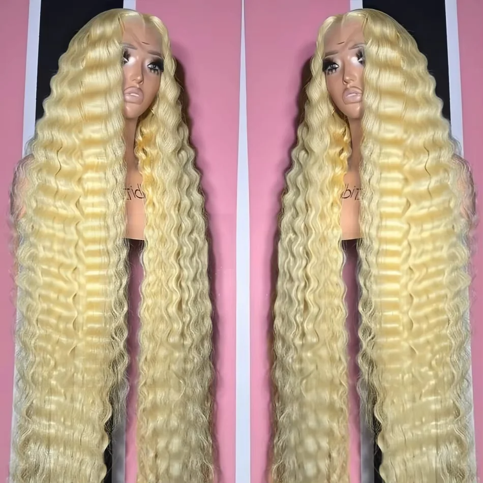 30 Inch 13x6 Transparent HD 613 Honey Blonde Deep Wave Lace Frontal Wigs Brazilian 13x4 Curly Colored Lace Front Human Hair Synthetic Wigs