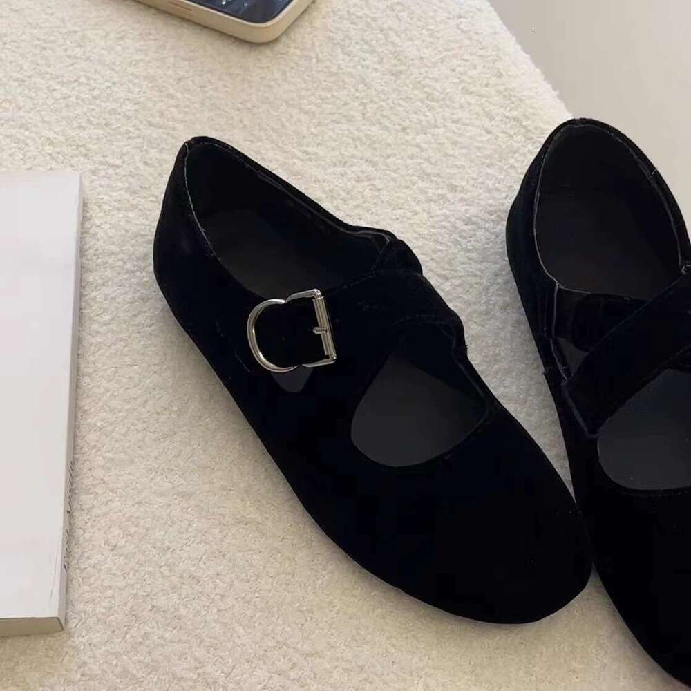 Genuine Leather Suede Cross Strap Mary Jane for Women Spring and Autumn New Versatile Round Toe Flat Ballet Shoes