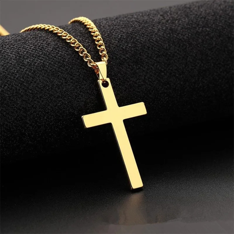 Wus Fashion Cross Pendant Necklace Ladies Mens Stainless Steel Chain Charm Cool Boys Girls Jewelry Gift 250519
