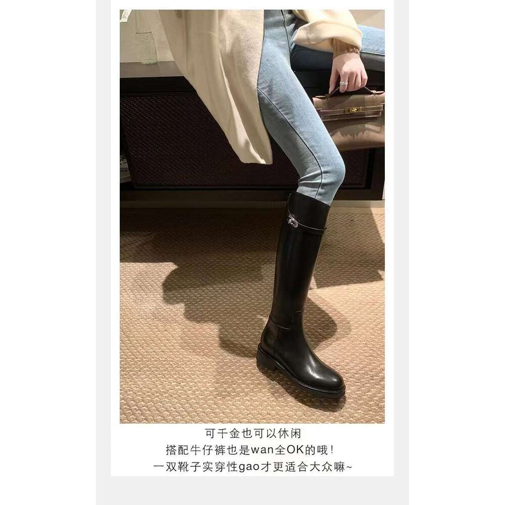 Grape Mom Style Mid-Calf for Women 2023 New Autumn Winter Thick Heel High Riding Boots
