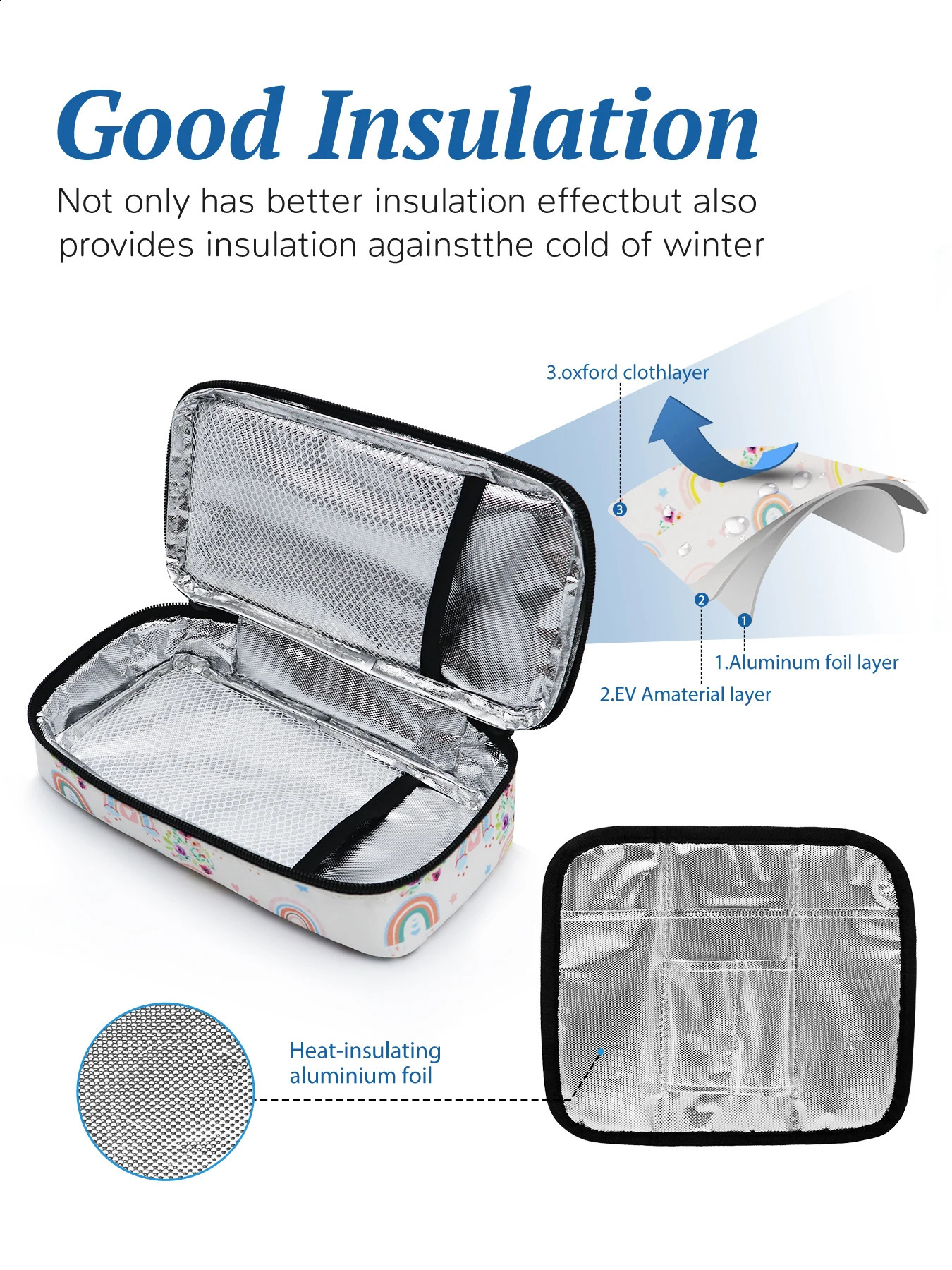 Rainbow Pattern Portable Insulin Insulated Storage Bag For Travel Diabetic Patients Box Large size 250528