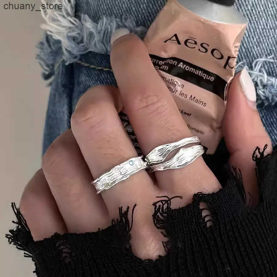 925 Sterling Silver Rings for Women Couple Minimalist Handmade Simple Letters Zircon Ring Party Jewelry Gift Prevent Allergy z250529WIDO