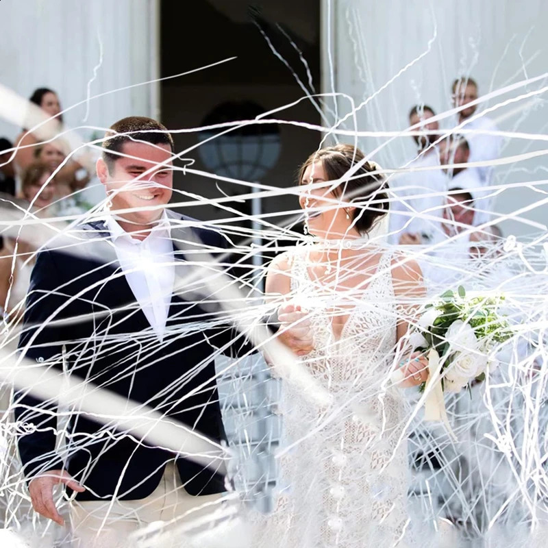 60-10Pack White Streamers Poppers Wedding Decorations Paper Crackers Hand Throw Celebrations Streamer Engagement Party Supplies 250526 - view 3