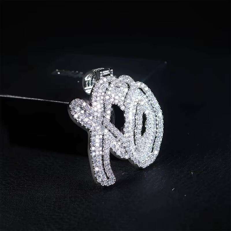 Customized Brass Iced Out Cubic Zircon Dia Sier Gold English Letter XO Pendant