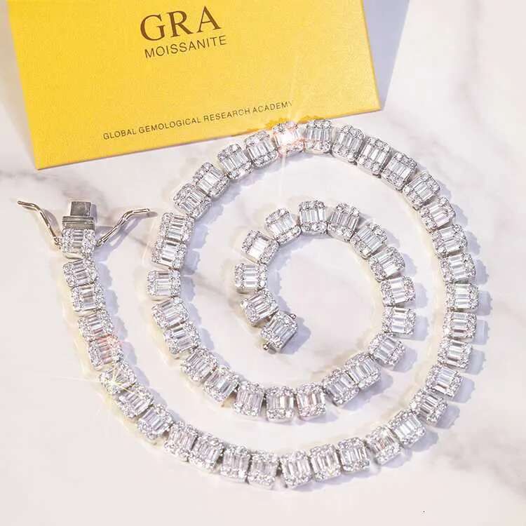 Sterling Sier 9mm VVS Moissanite Cuban Link Chain Necklace - Unisex, White Gold Plated, 22