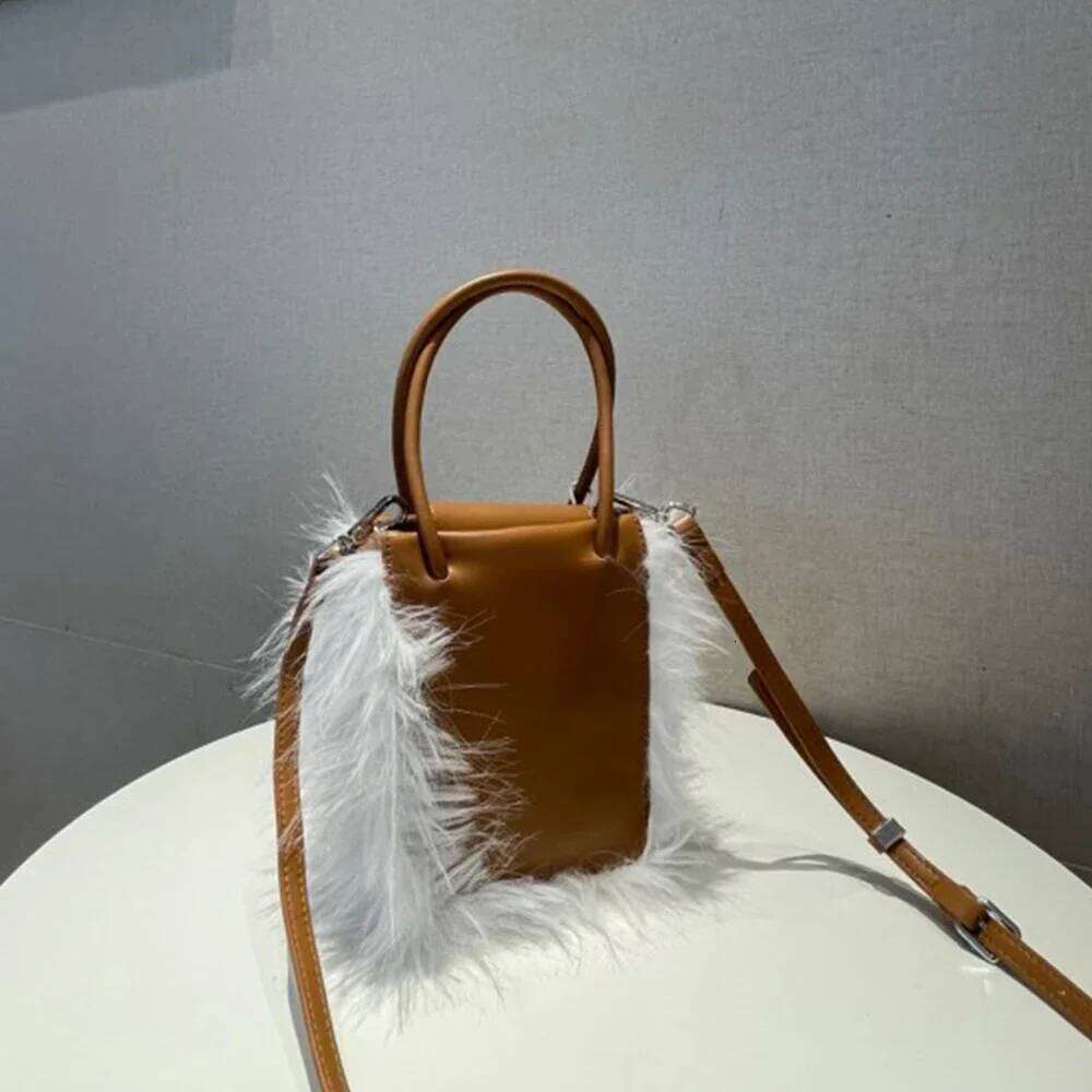 Women's Bags Designer Fluffy Feathers Handbags Designer Bags For Women New Soft PU Leather Shoulder Crossbody Bag Mini Phone Purses Clutch