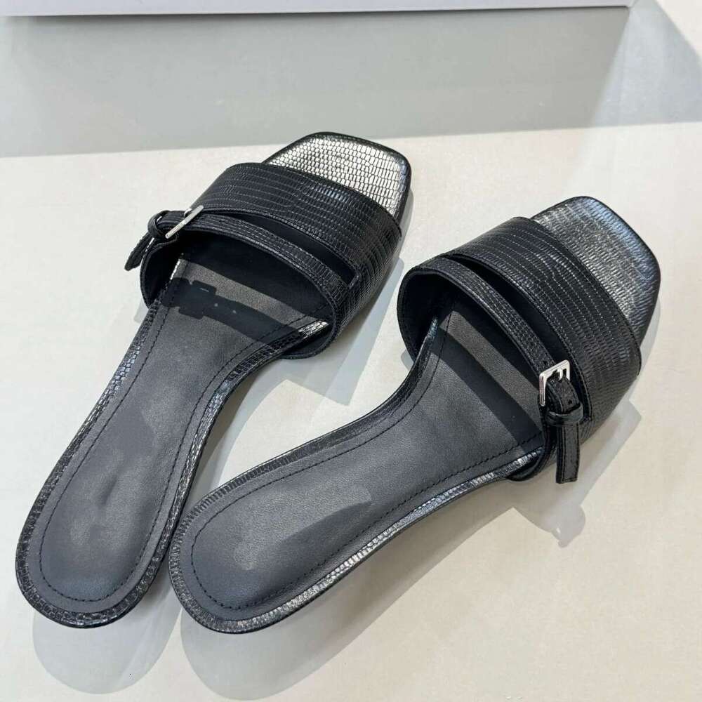 Cowhide Version ~ French Niche Open-Toe One-Strap Sandals for Women, Summer 2025 Versatile Tapered Mid-Heel Slippers