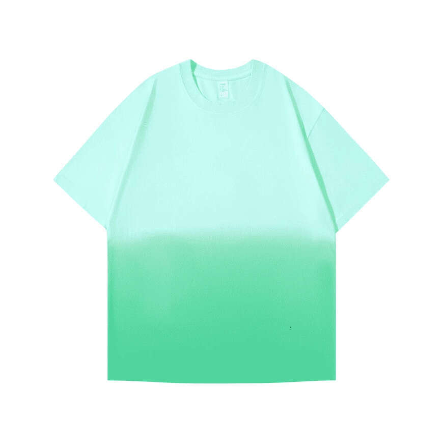 European and American Cross-Border Trade Exclusive 250g Gradient Color Loose Round Neck Trendy Brand Summer Short Sleeve T-Shirt