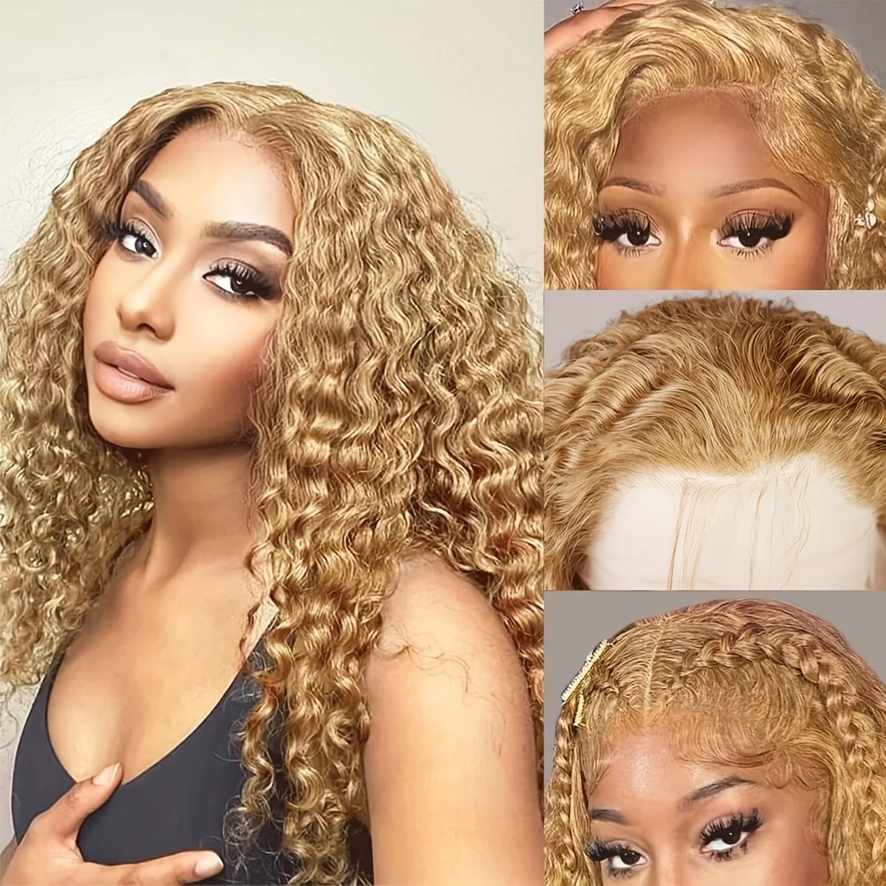 200% Density Deep Wave Frontal Wig 13x6 Hd Lace 13x4 Lace Frontal Curly Wig Water Wave Honey Blonde Wig Human Hair synthetic lace front wigs