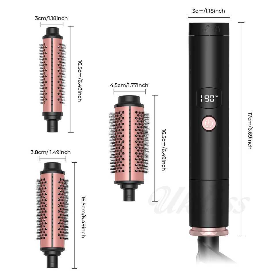 Thermal Brush Heated Curling Brush Ceramic Curling Iron Volumizing Brush with 3 head Heating Round Brush Travel Hair Curler CombXJ250528