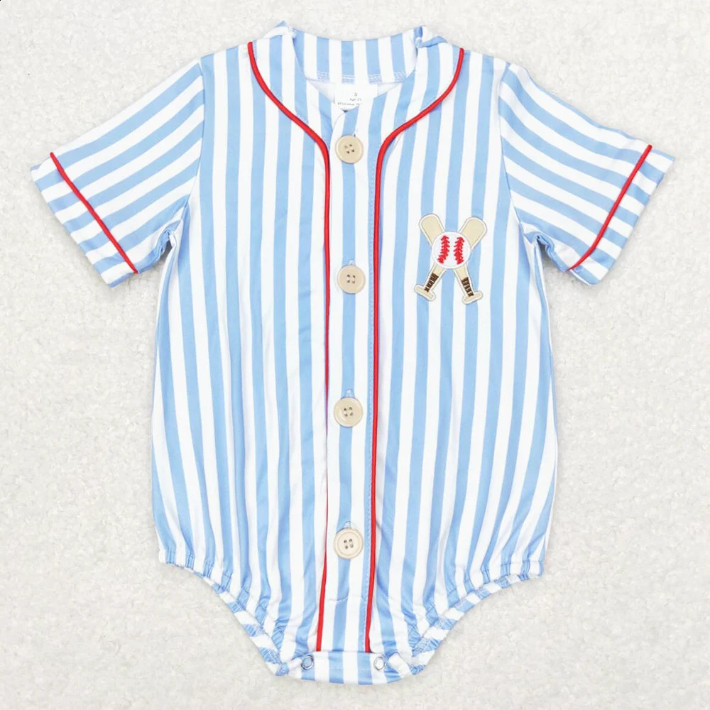 Boutique Infant Baby Rompers Girls Boys Toddler Clothing Summer Stripes Baseball Boys Rompers Short Sleeve Kids Girls Rompers 250528