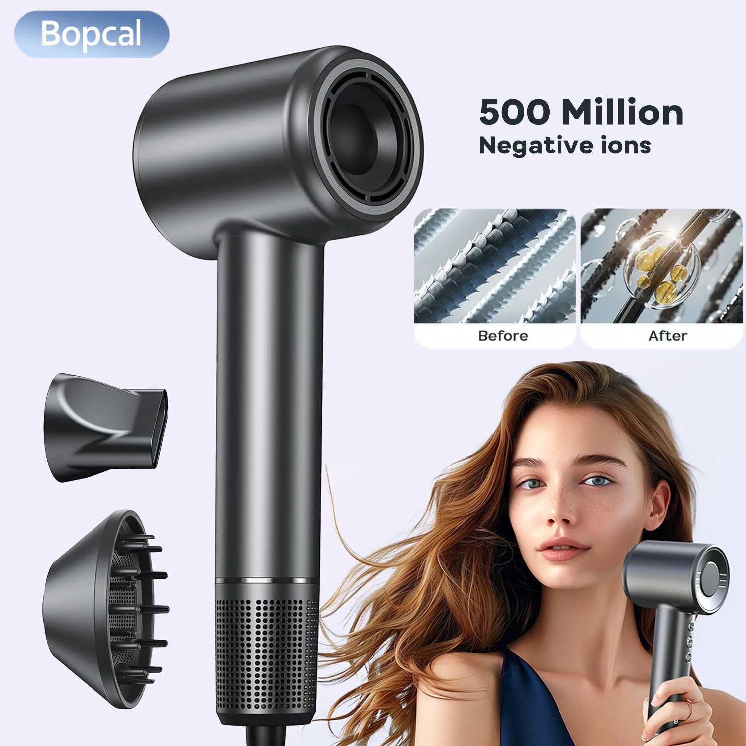 Electric High Speed Hair Dryer 120000RPM Brushless Negative Ions Blow Dryer Super Powerful Wind Lownoise Quick Drying Hair DryerXJ250528