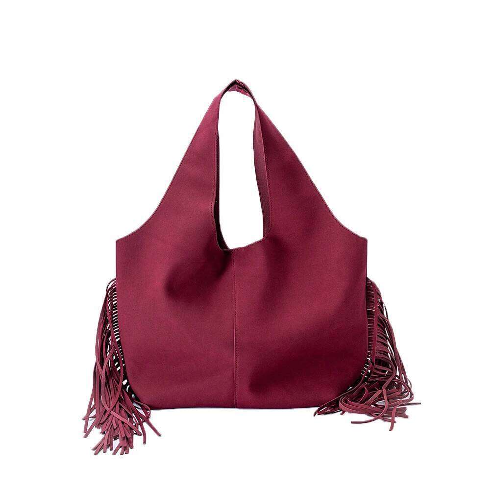 Women's Bags Designer NEW Long Tassel Shoulder Large Capacity Tote Faux Suede Handbag And Purses Half Moon Shopper Women Bag Cloud Bags