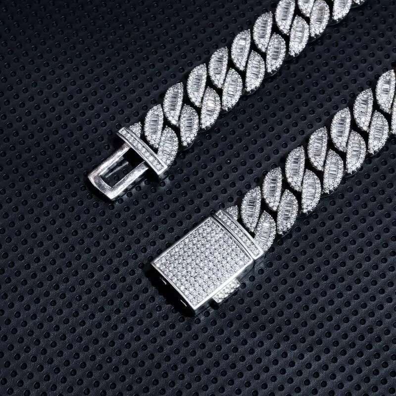 20mm Moissanite Chain Hip Hop Jewelry Men Necklace VVS Hip Hop Sterling Silver 925 Jewellery Luxury Cuban Link Chain