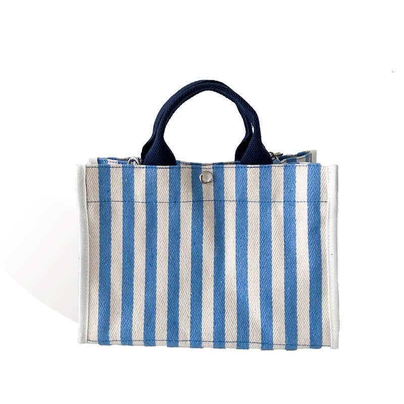 Handheld Small Ins Striped Single Shoulder Canvas Crossbody Women's Tote Bag B5