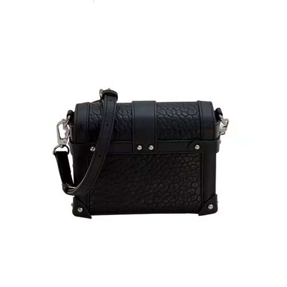 Spring Summer New Chain Fashion Small Box Bag Hasp Sheepskin Genuine Leather Single Shoulder Casual Crossbody Bags