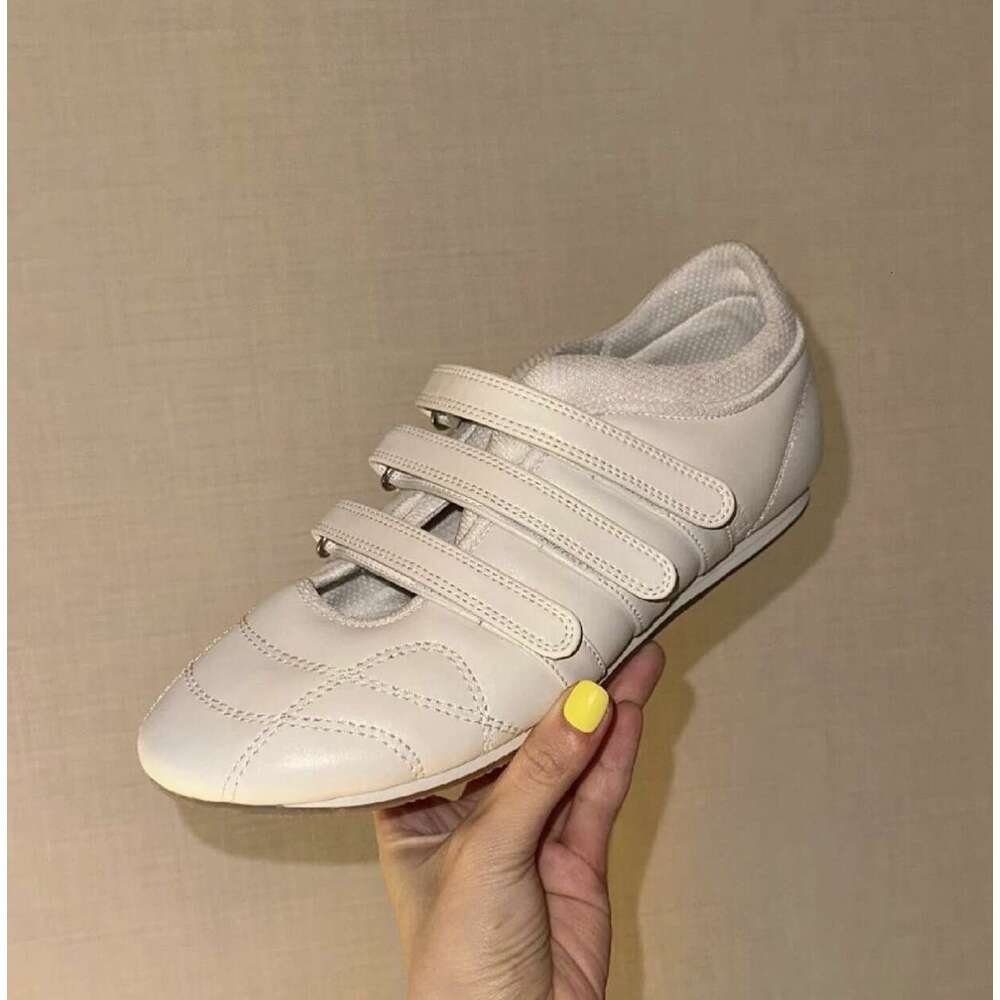 Cowhide Version ~ Korean Style Casual Sneakers with Velcro Flat Training for Women 2025 New Mary Jane Agan Shoes
