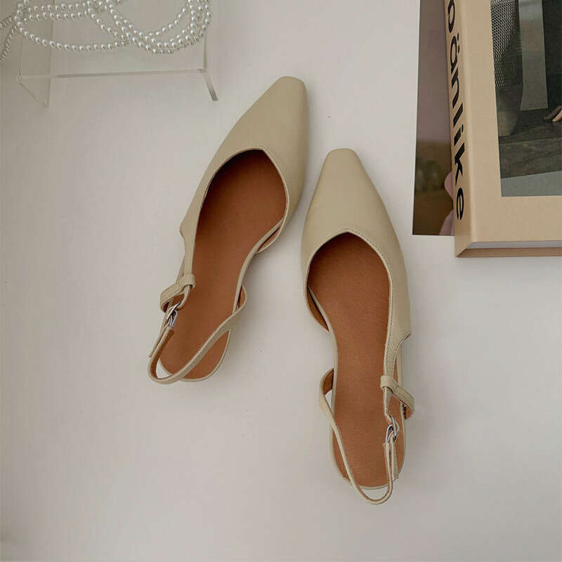 Genuine Leather French Style Square Toe Stiletto Mules for Women 2025 New Spring Summer Elegant Low Heel Back Strap Sandals