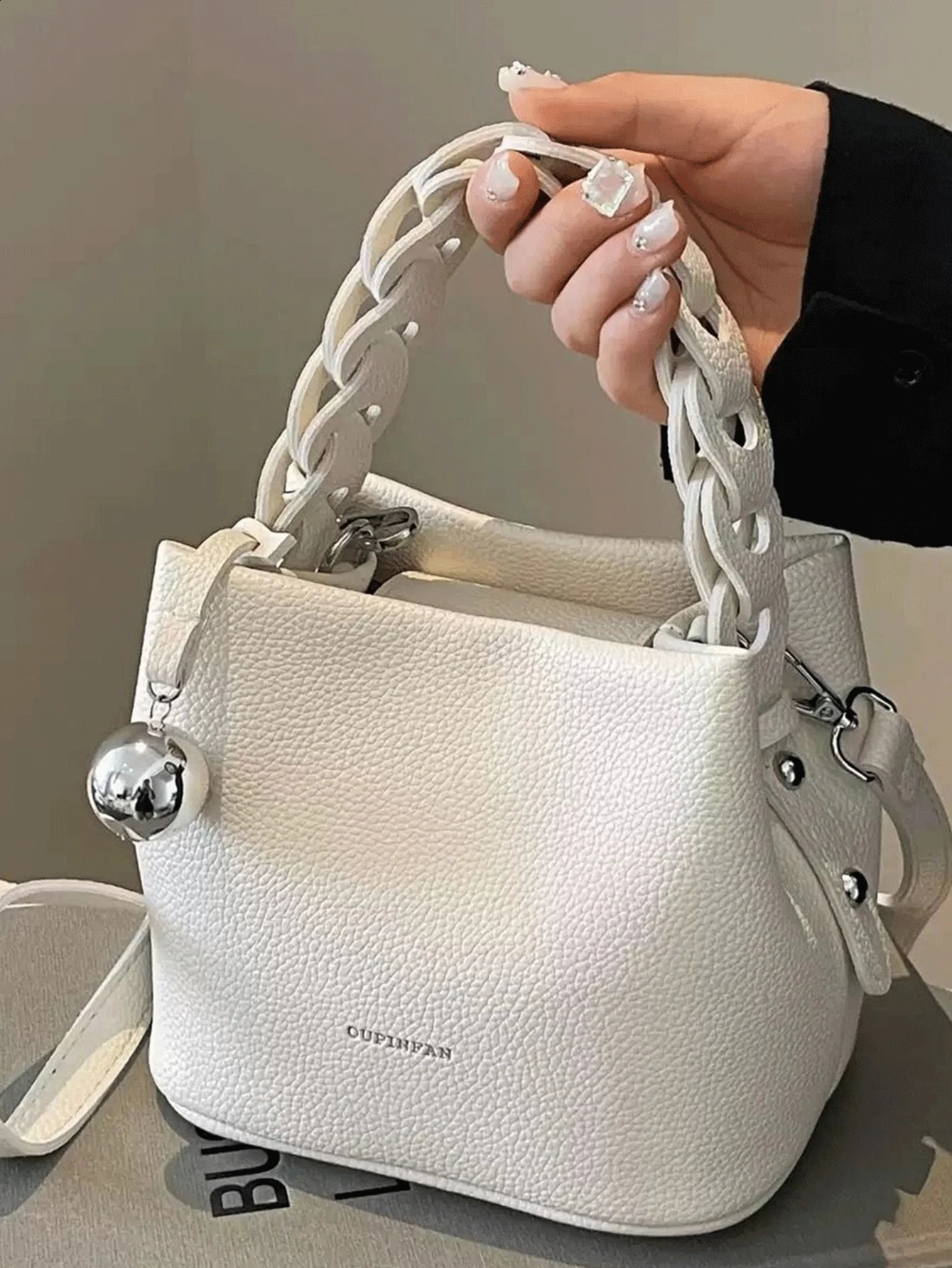 Fashion Joker PU waterproof fabric letter pattern n metal pendant decoration portable square bag preparation of p 250528