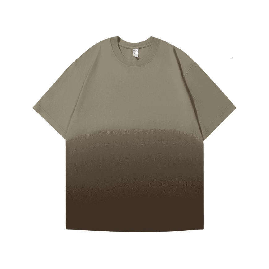 European and American Cross-Border Trade Exclusive 250g Gradient Color Loose Round Neck Trendy Brand Summer Short Sleeve T-Shirt