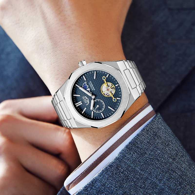 LIGE 2025 New Mechanical Watches Men Fashion Luxury Automatic Mens Watch Waterproof Luminous Tourbillon Wristwatch Reloj Hombre W250529