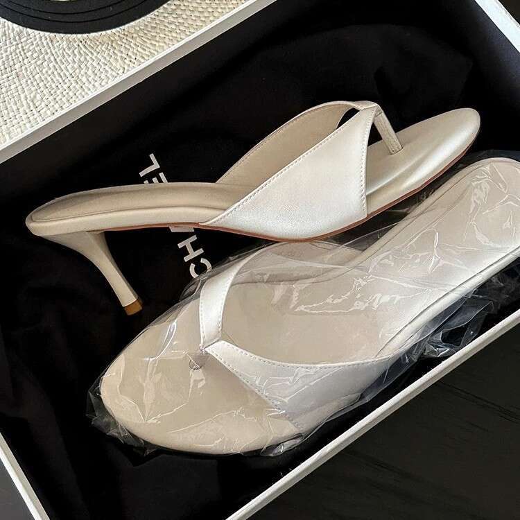 Cowhide Version ~ French Style Elegant Thin Toe Clip for Women Outdoor 2025 Summer New High Heel Sandals