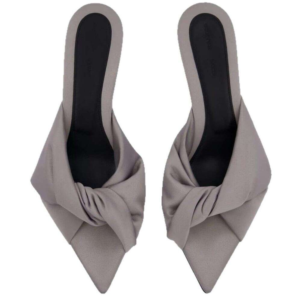 Sheepskin Version ~ French Runway Style Satin Pointed Stiletto Heel Sandals for Women Outdoor 2025 Summer Open Toe Slippers