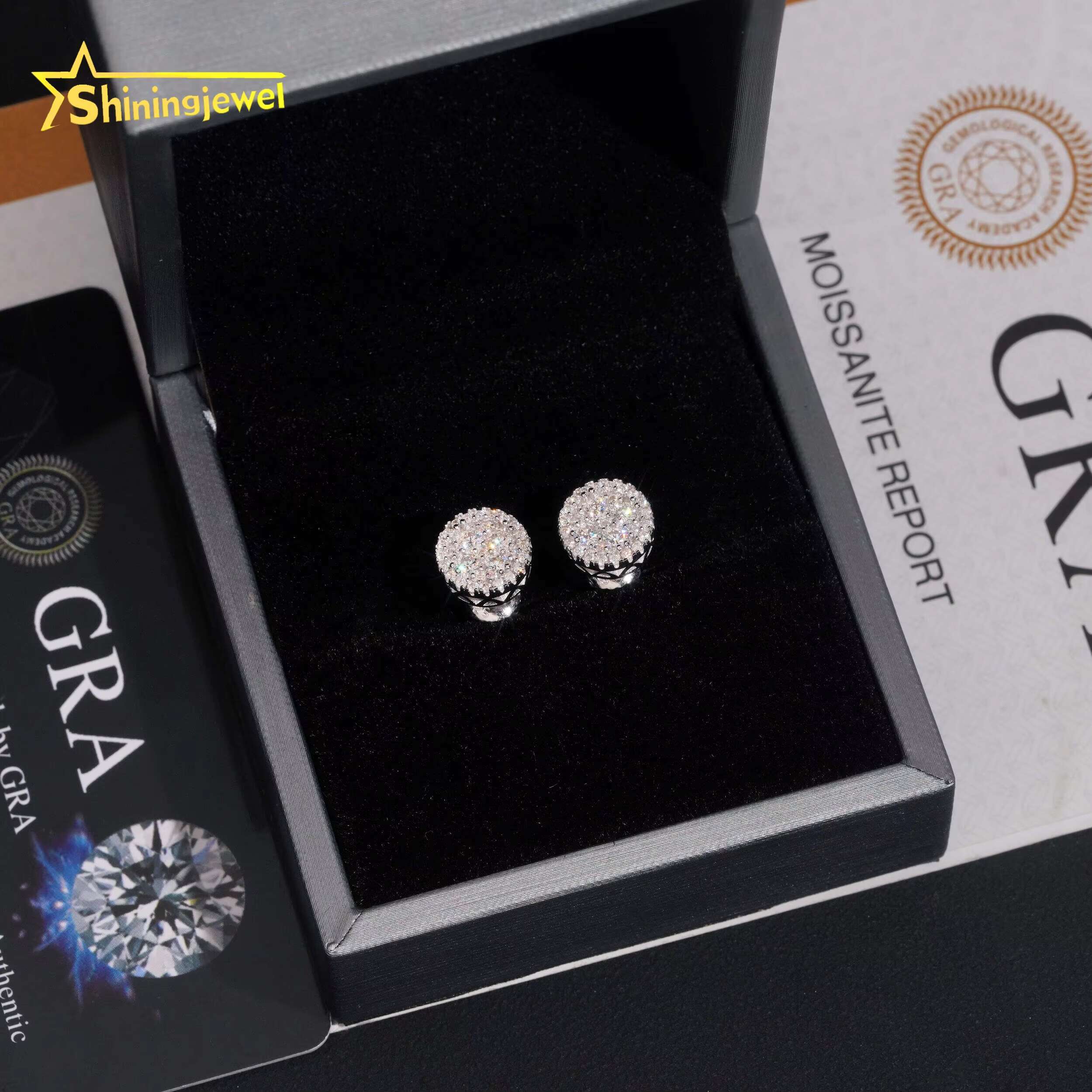 Wholesale Cheapest 9.5mm Earrings Moisssanite Gold Plated Sterling Silver 925 Screw Back Stud Earrings Iced Out Jewelry