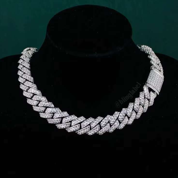 Mens Hip Hop Rapper Style Moissanite Diamond Cuban Link Necklace Fashionable Hip Hop Rapper Style Necklace for Men