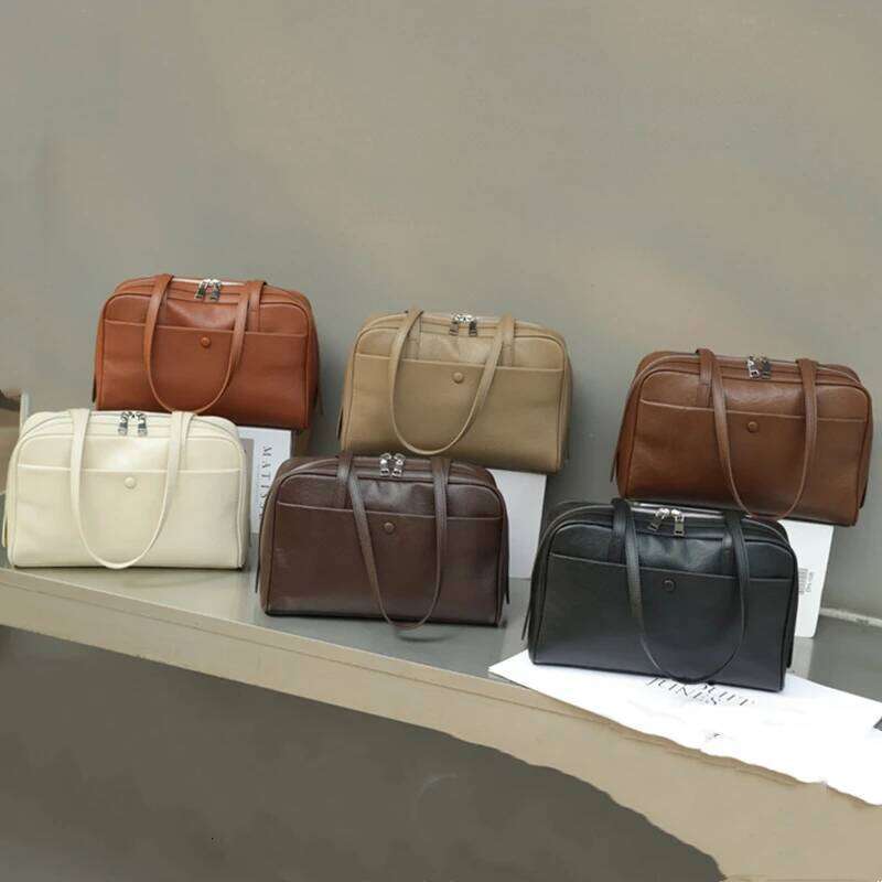 Toptrends 100% Genuine Leather Bowling Underarm Shoulder Bags For Women 2025 Designer Pillow Satchel Tote Ladies Handbags