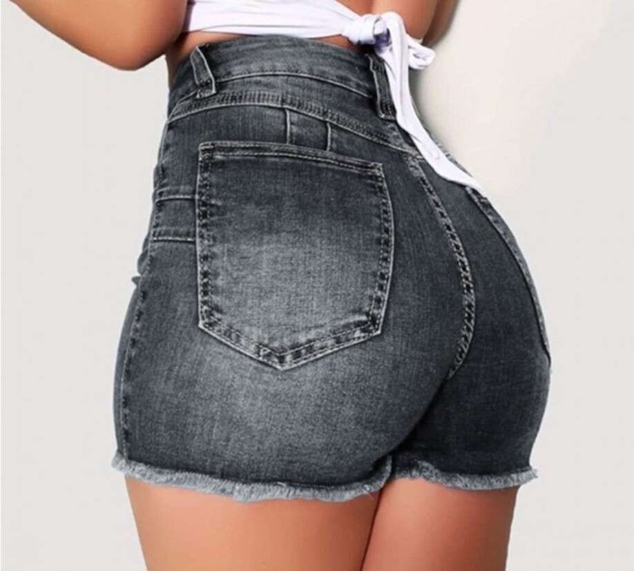 Shorts Women Denim Shorts Elastic Slim Fit Distressed Fringe Denim Shorts For Women Jean Shorts