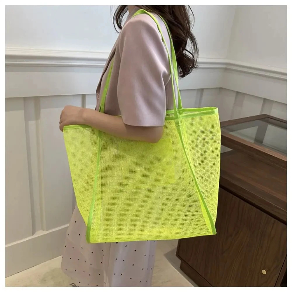 Portable Summer Hollow Tote Bag Swimming Leisure Net Shoulder Beach Largecapacity Shopping Outdoor 250528