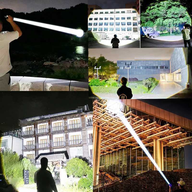 NEW Most Powerful LED Flashlights High Power Lighting 6km Spotlight Built-in Battery Rechargeable Torch Hunting Tactical TorchesXJ250529